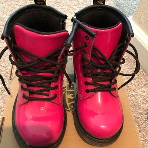 Dr. Martens hot pink patent boots